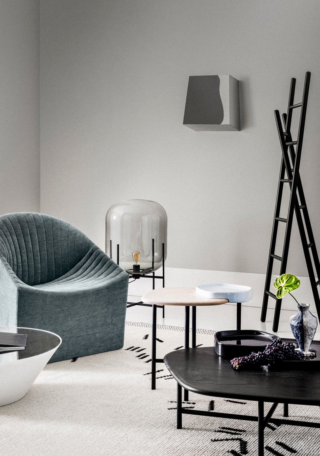 Wittmann Oyster Armchair in Bormio Emerald. Karin Bochnik Stylist Photo Dylan James