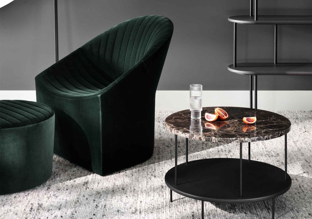 WITTMANN Oyster Armchair in Velvet British Green