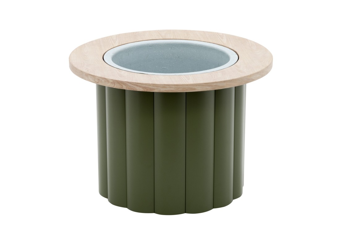 Kun Design Lotus Planter Teak Low Green