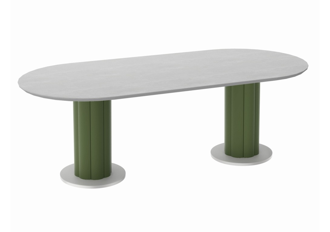 KUN Design Lotus Oval Dining Table Juniper Green