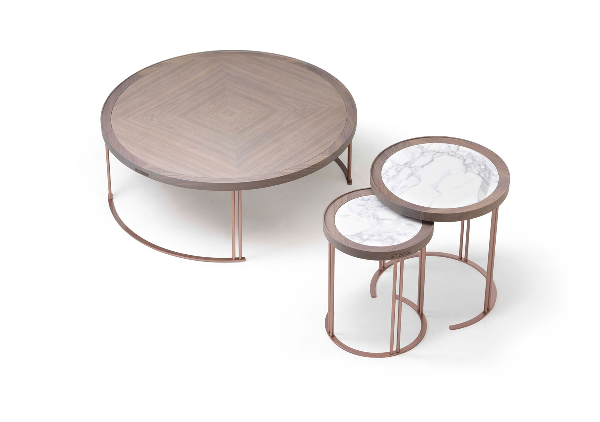 Leonardo Coffee Table Arte Brotto L1040 38 49 100 in Walnut Grey with Rose Base Leonardo Coffee Table Arte Brotto L1040 38 49 100 in Walnut Grey with Rose Base