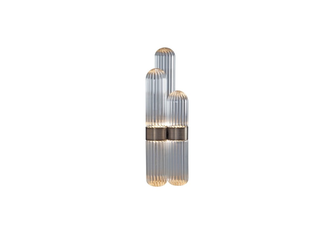 Pulpo: Cactus Lamp Small in transparent glass with brass