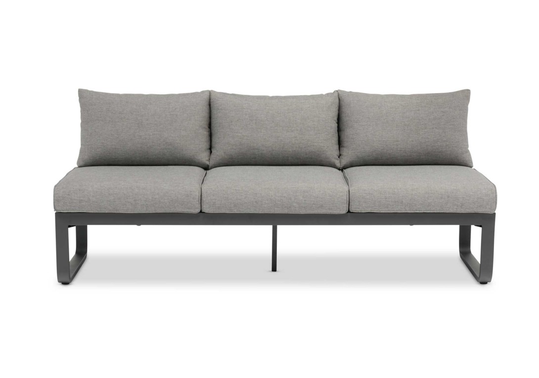DOMO Home Bloom 3 Seater Sofa in Charcoal with Washed Grey Olefin upholstery