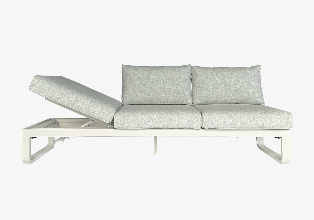 DOMO Home Bloom 3 Seater Sofa in White Sunproof 164 fabric with White frame