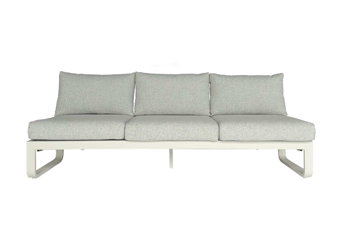 DOMO Home Bloom 3 Seater Sofa in White Sunproof 164 fabric with White frame