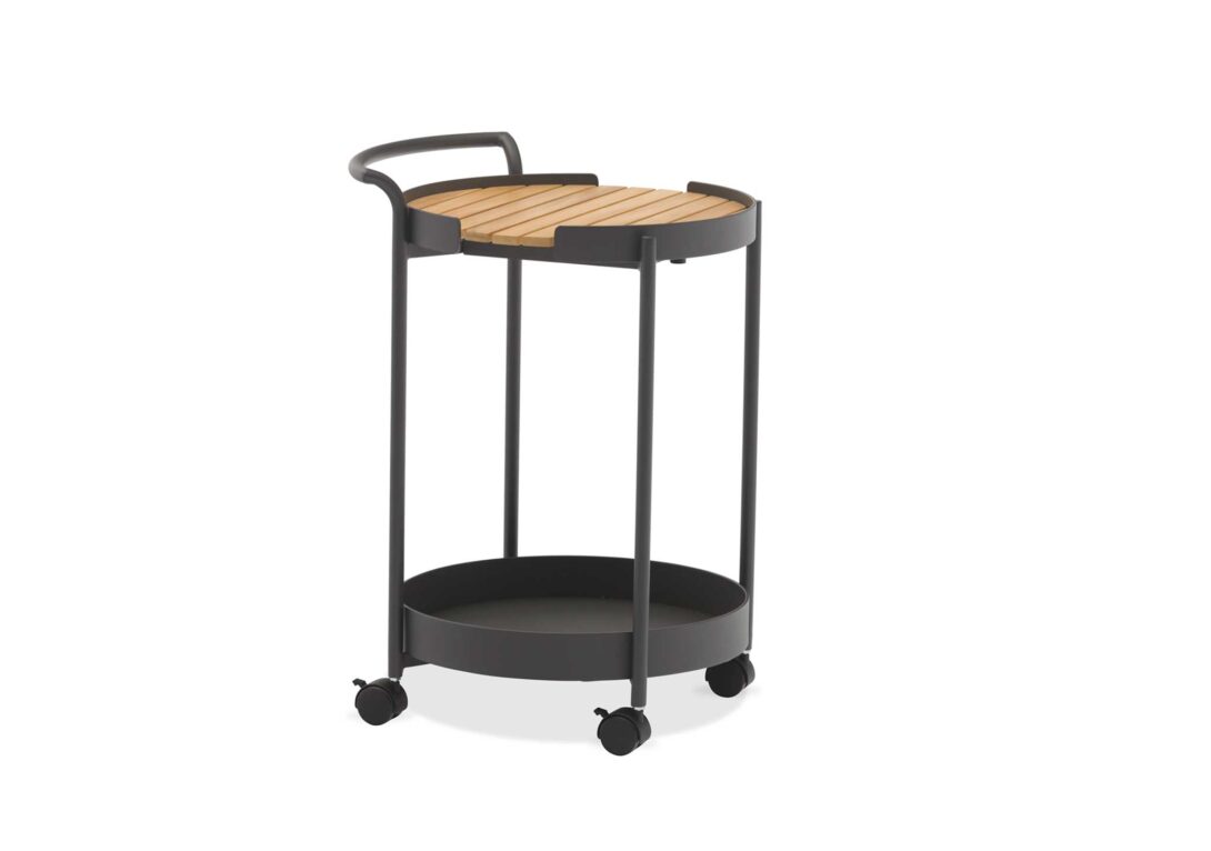 DOMO Home Bloom Trolley Black Frame Teak Top