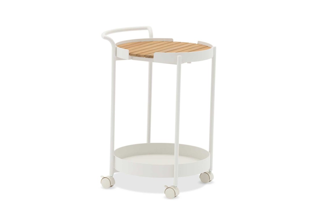 DOMO Home Bloom Trolley White Frame Teak Top