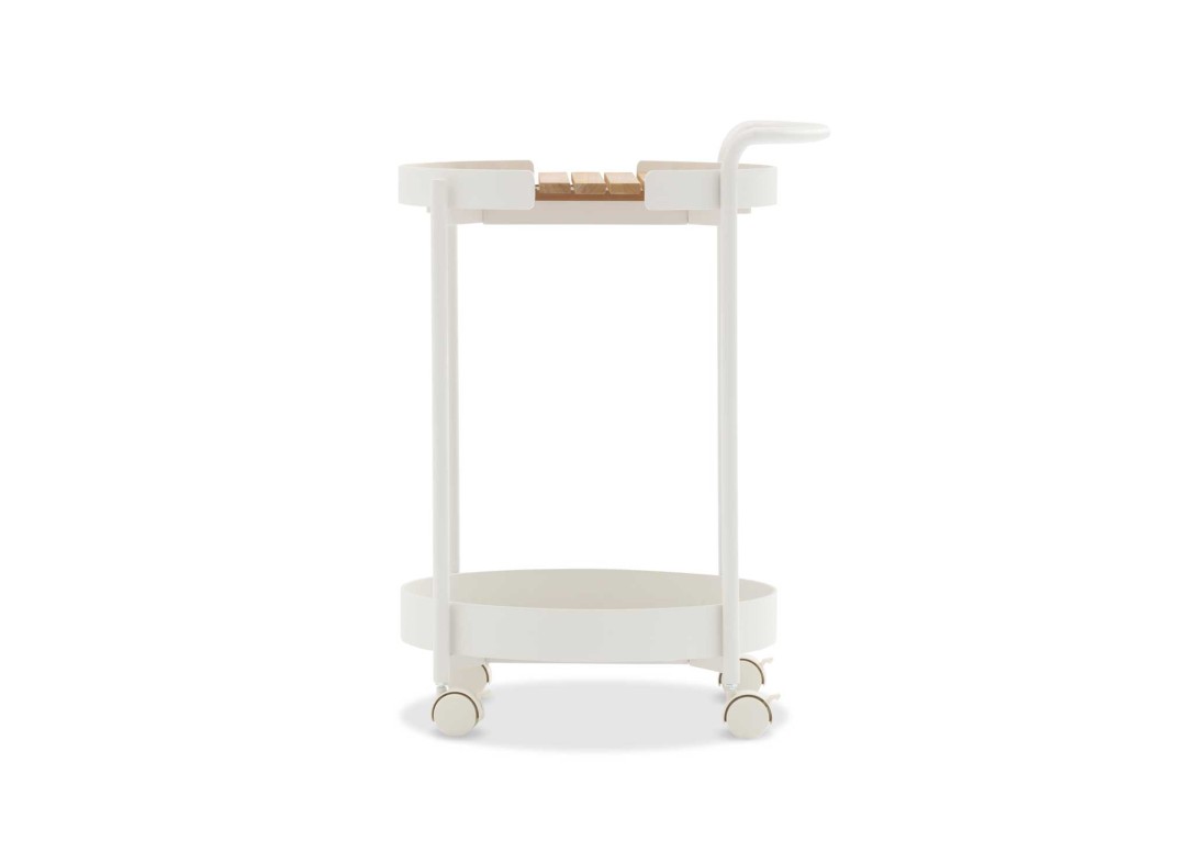 DOMO Home Bloom Trolley White Frame Teak Top