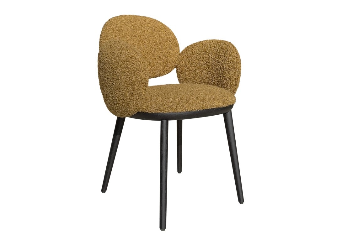 HC28 Cosmo Bonbon Chair: Black Stained Oak with MC 21910-10 XM Upholstery