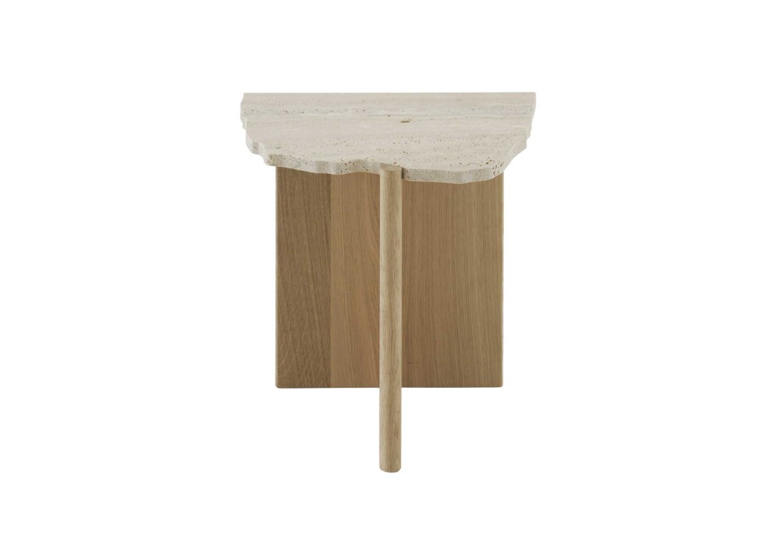 Rhea Occasional Table Light Oak and Travertine Side Table