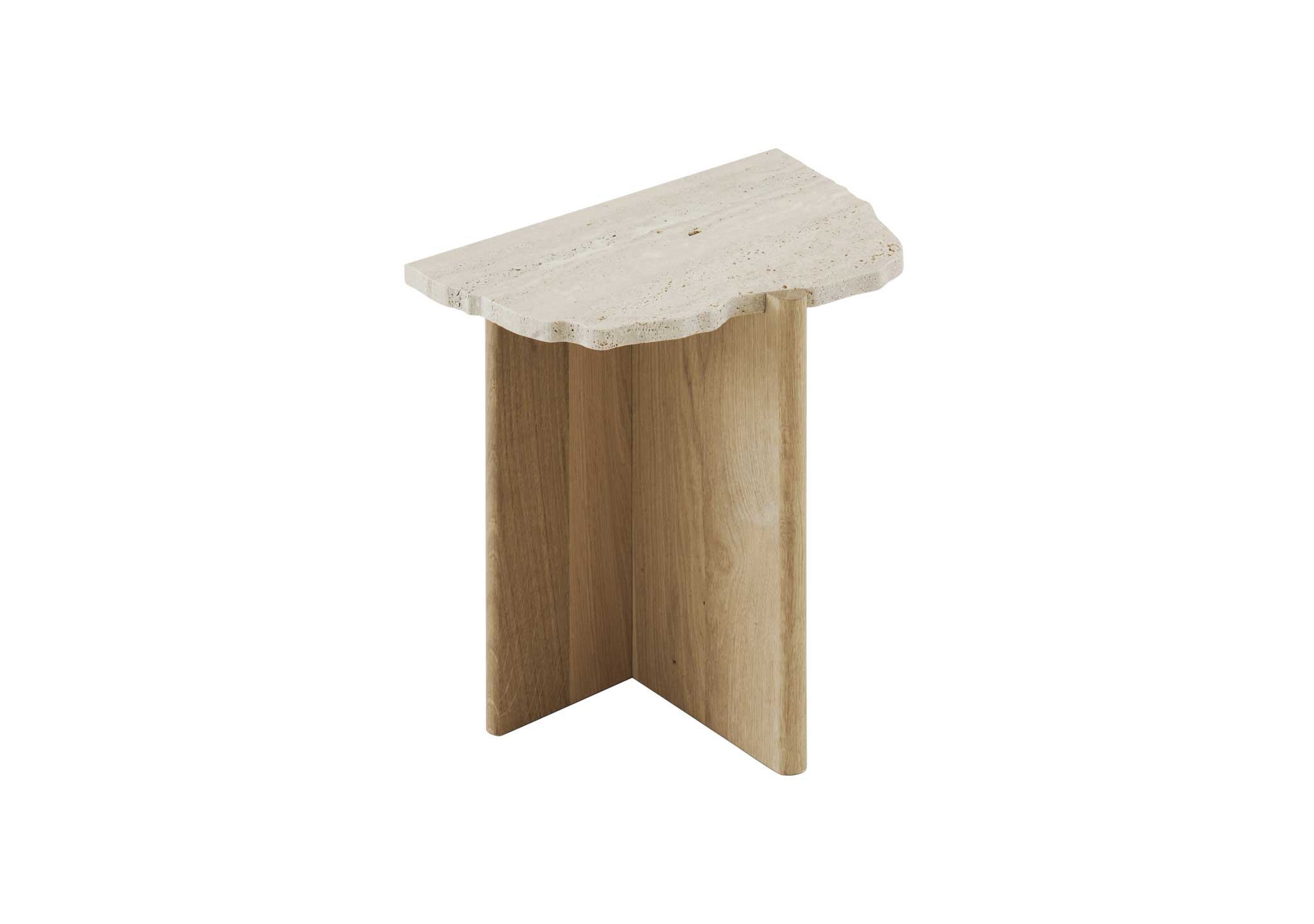 Rhea Occasional Table Light Oak and Travertine Side Table Rhea Occasional Table Light Oak and Travertine Side Table