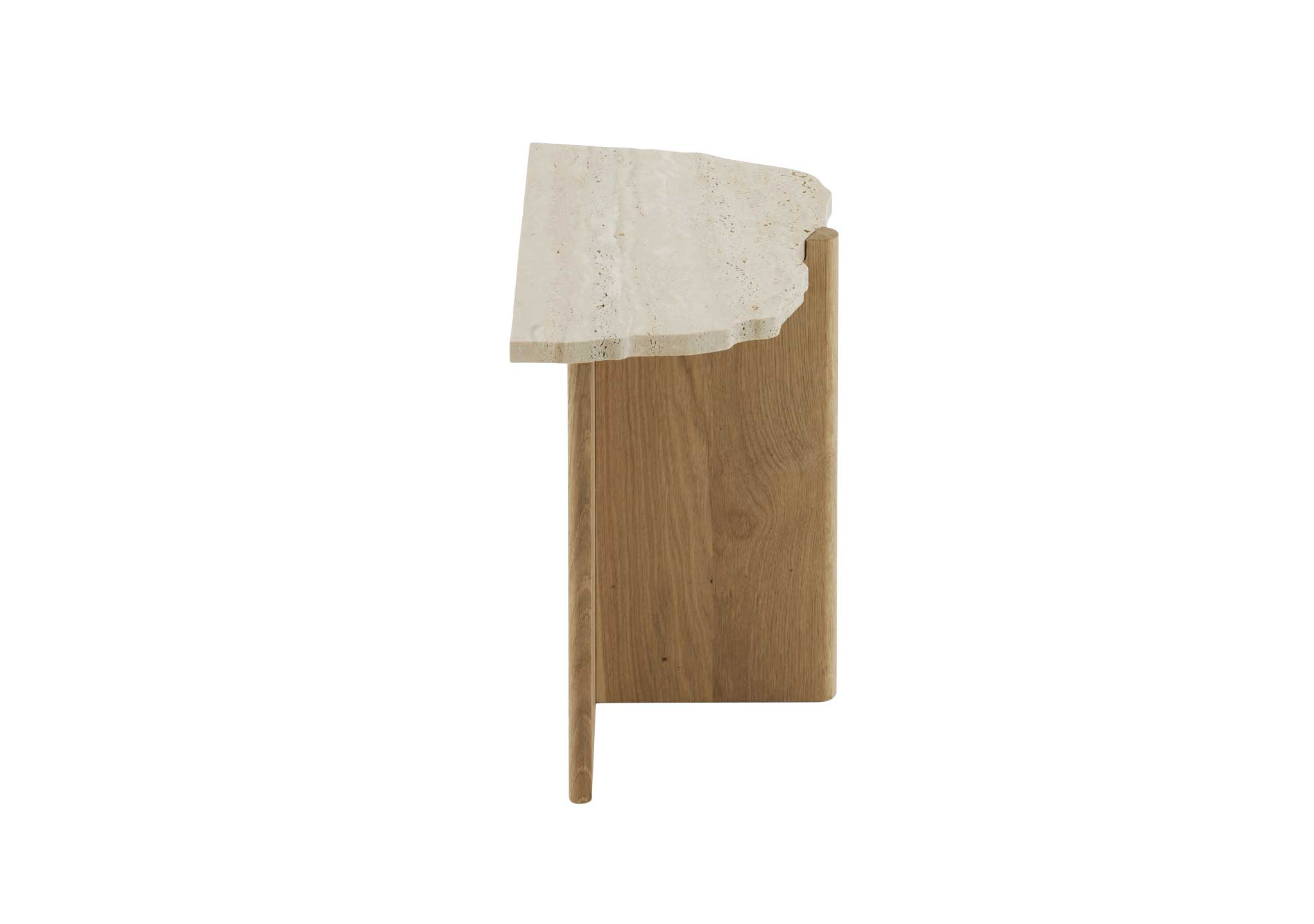 Rhea Occasional Table Light Oak and Travertine Side Table Rhea Occasional Table Light Oak and Travertine Side Table