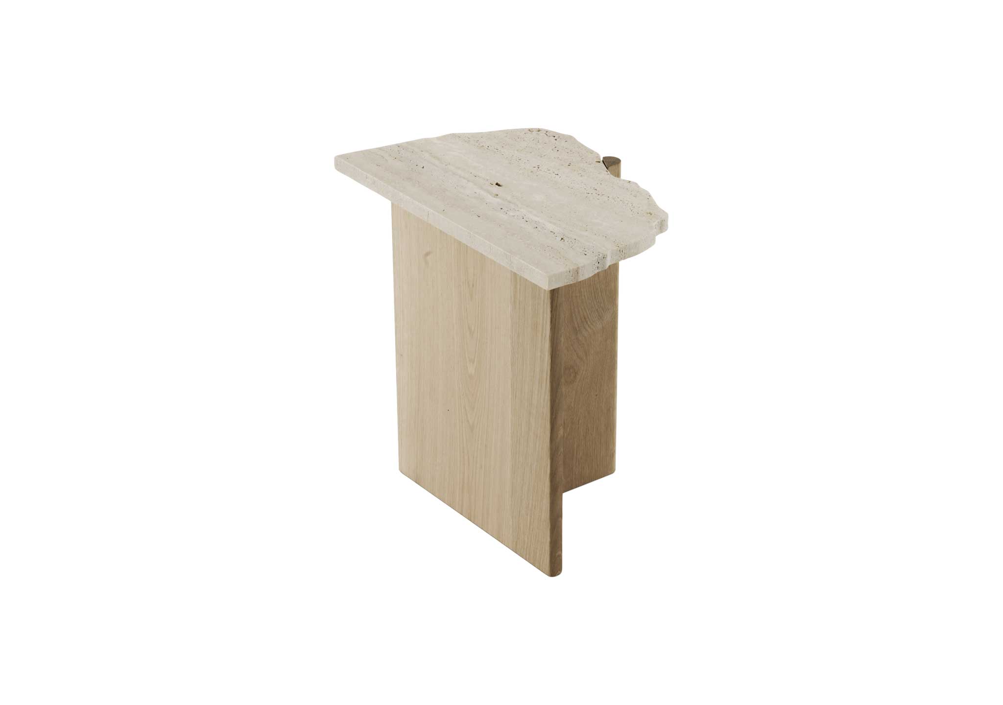 Rhea Occasional Table Light Oak and Travertine Side Table Rhea Occasional Table Light Oak and Travertine Side Table