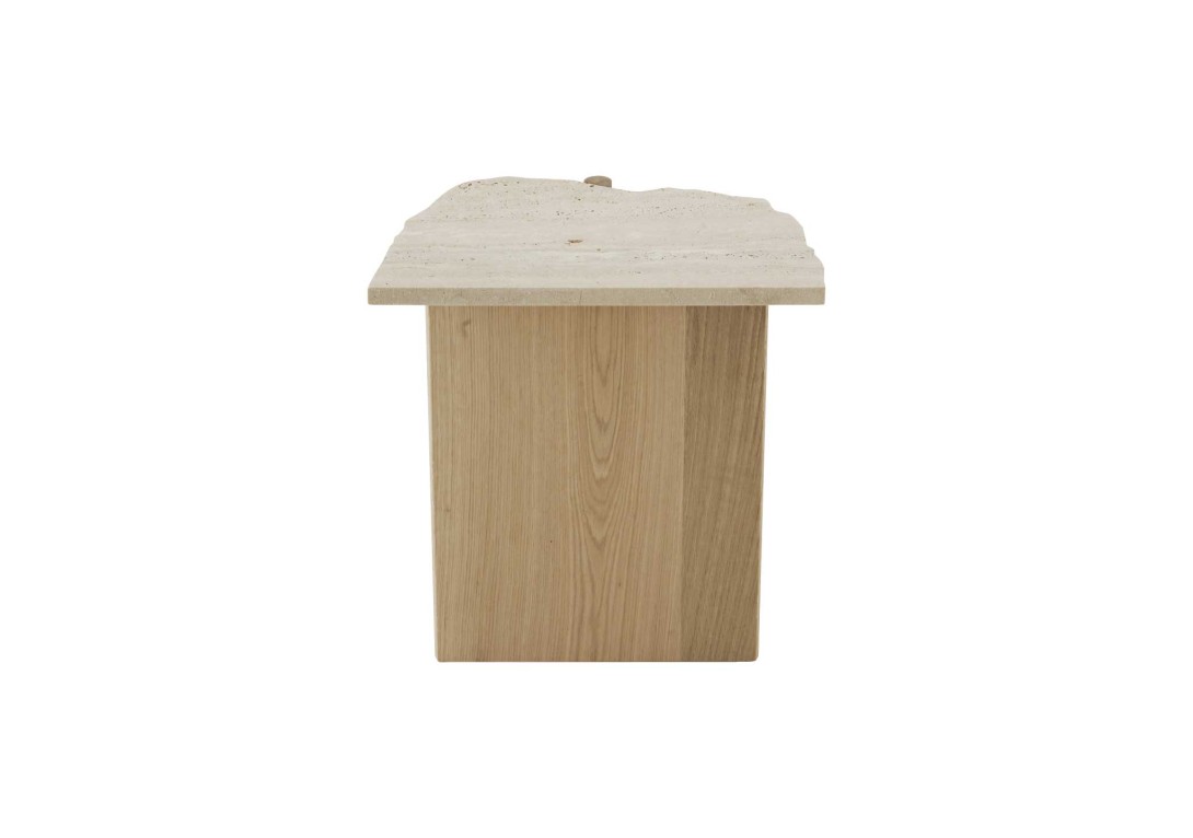 Rhea Occasional Table Light Oak and Travertine Side Table