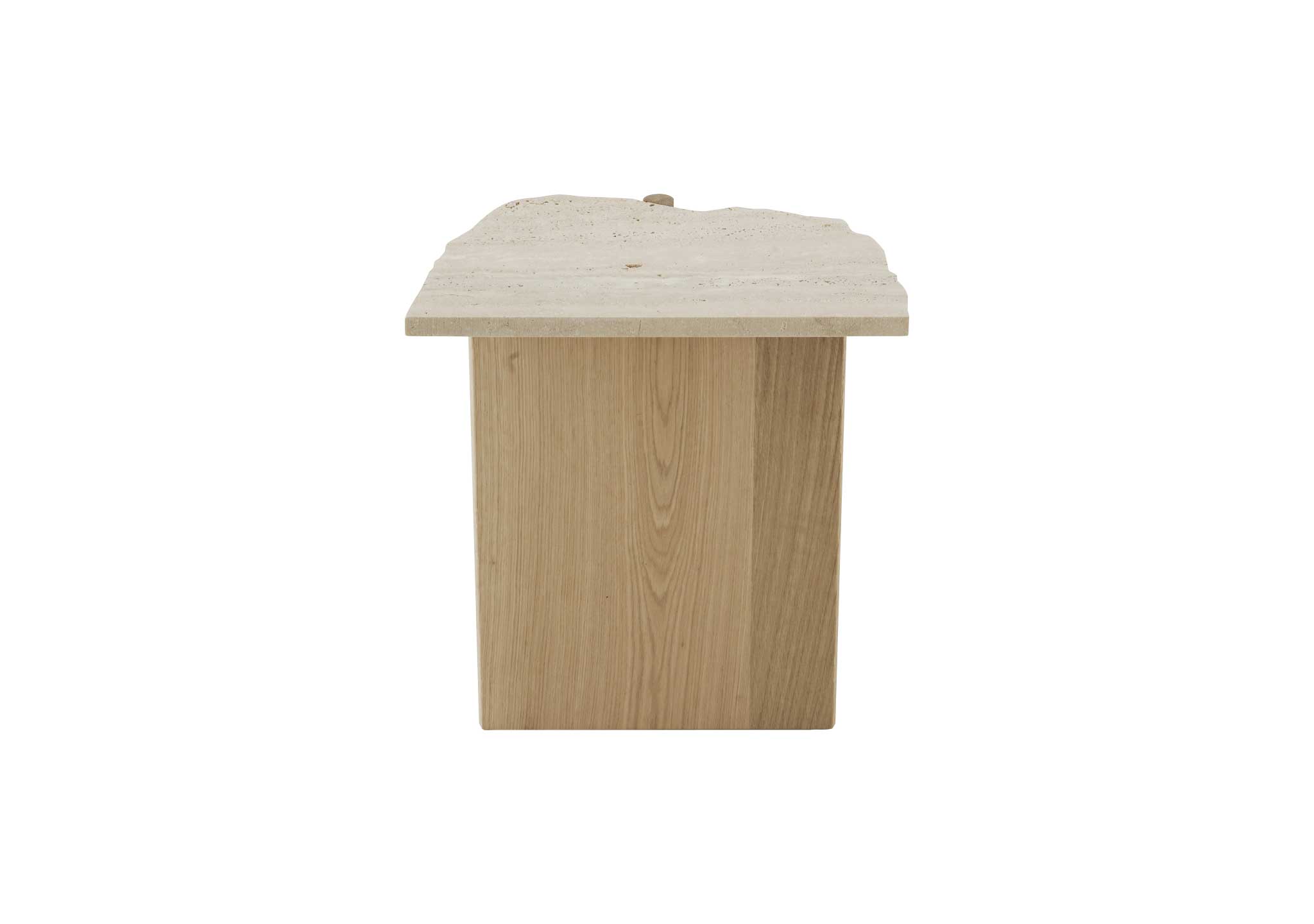 Rhea Occasional Table Light Oak and Travertine Side Table Rhea Occasional Table Light Oak and Travertine Side Table