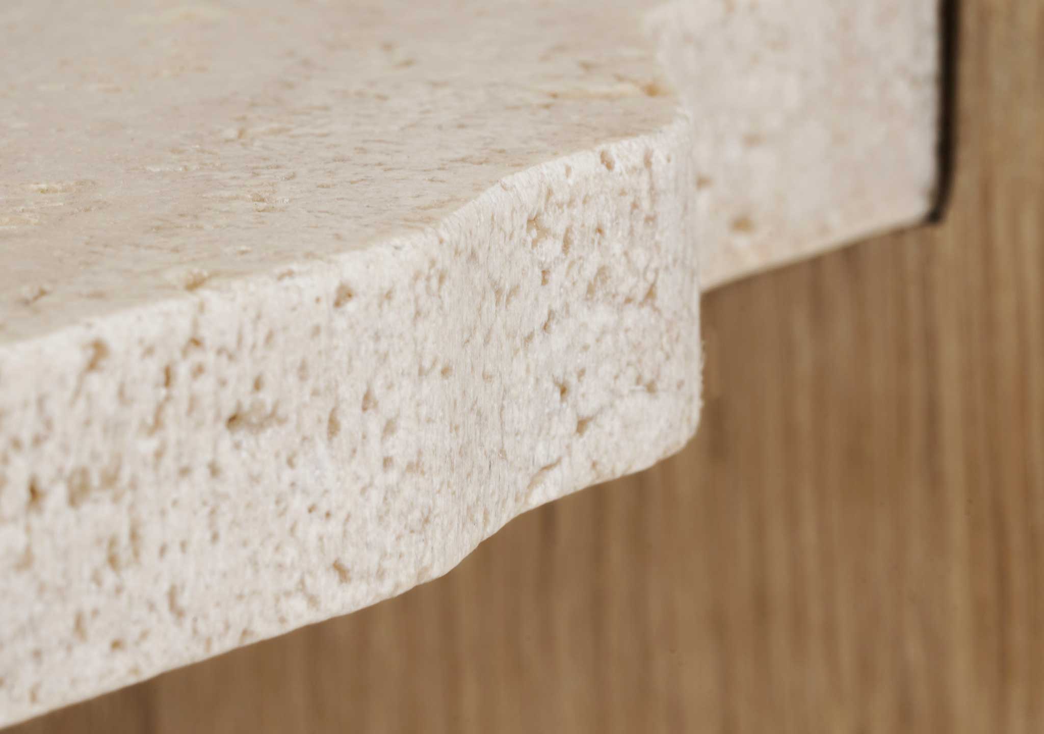 Light Oak and Travertine Side Table Detail Ligne Roset Rhea Light Oak and Travertine Side Table Detail Ligne Roset Rhea