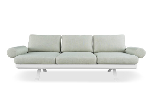 DOMO Outdoor Orlando 3 Seat Sofa With Arms: White Frame with Fontelina 025 Upholstery