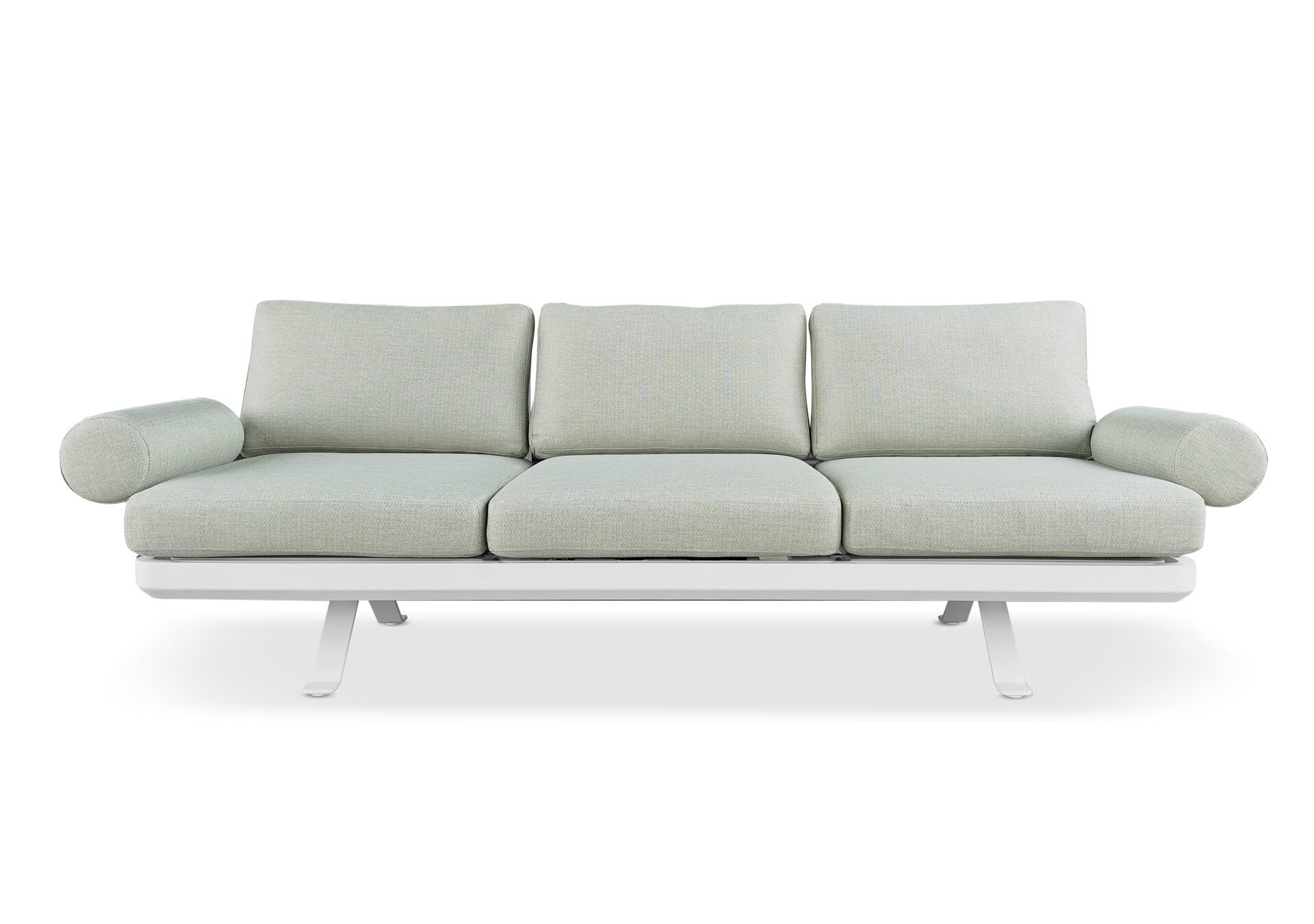 DOMO Outdoor Orlando 3 Seat Sofa With Arms: White Frame with Fontelina 025 Upholstery DOMO Outdoor Orlando 3 Seat Sofa With Arms: White Frame with Fontelina 025 Upholstery