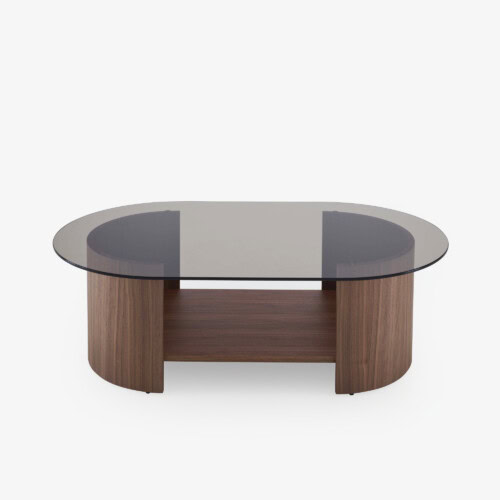 Ligne Roset: Ove Low Table – American Walnut Bronze Smoked Glass