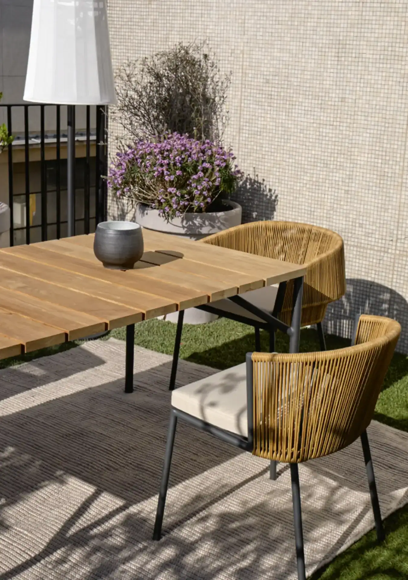 Ligne Roset Tapiola Rug: Beige, pictured with Lapel Carver Chair Ligne Roset Tapiola Rug: Beige, pictured with Lapel Carver Chair