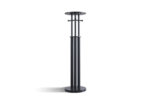 Wittmann: BATON Wardrobe Stand: Nappa Black Leather + Nero Marquina Marble Base
