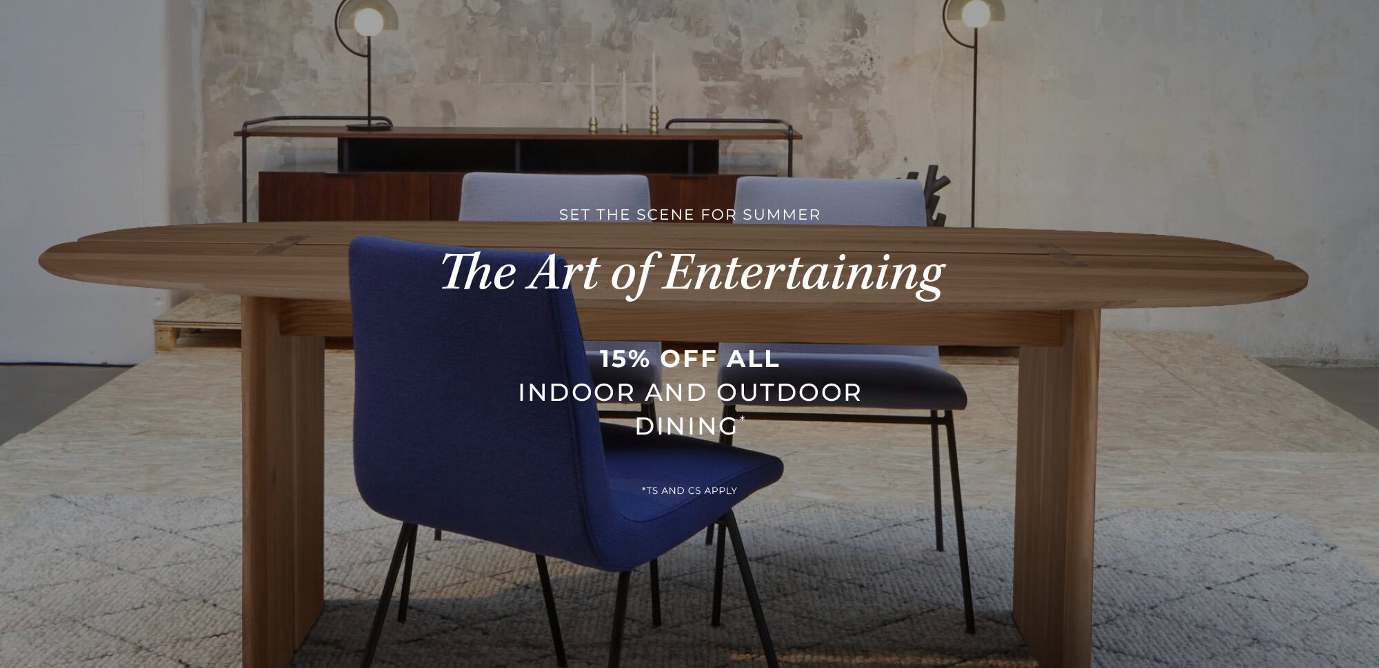 DOMO The Art of Entertaining sale promotion 15% off dining furniture indoor and outdoor furniture