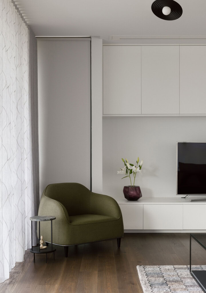 DOMO House on a Hill Melbourne interior design Enclave Architects living room green armchair